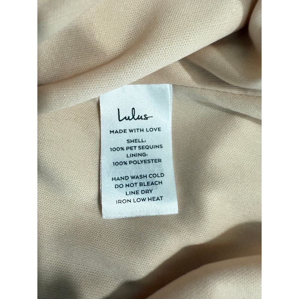 NWT Lulus Light Up the Night Champagne Sequin Mini Shift Dress Size Large - Picture 10 of 11
